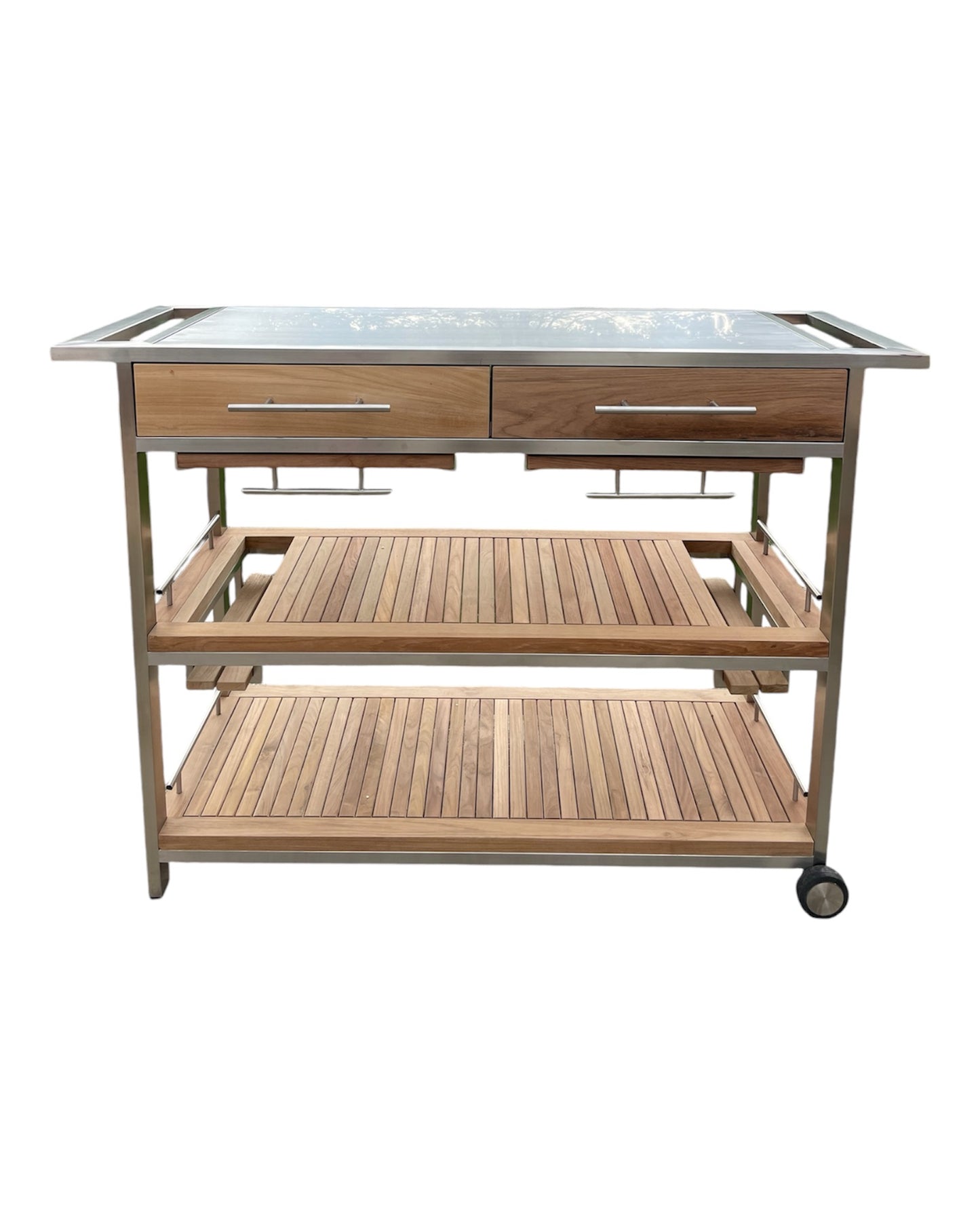 Teak and stainless cart