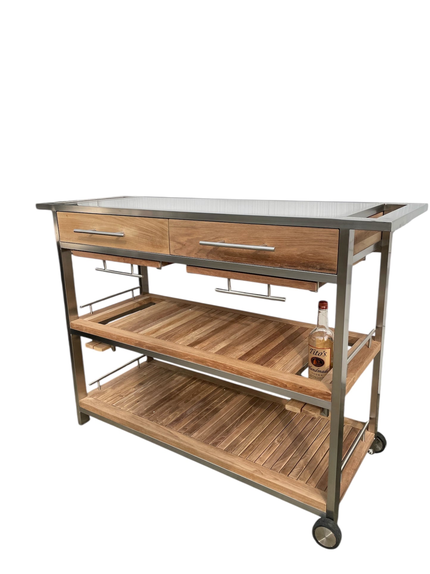 Teak and stainless cart